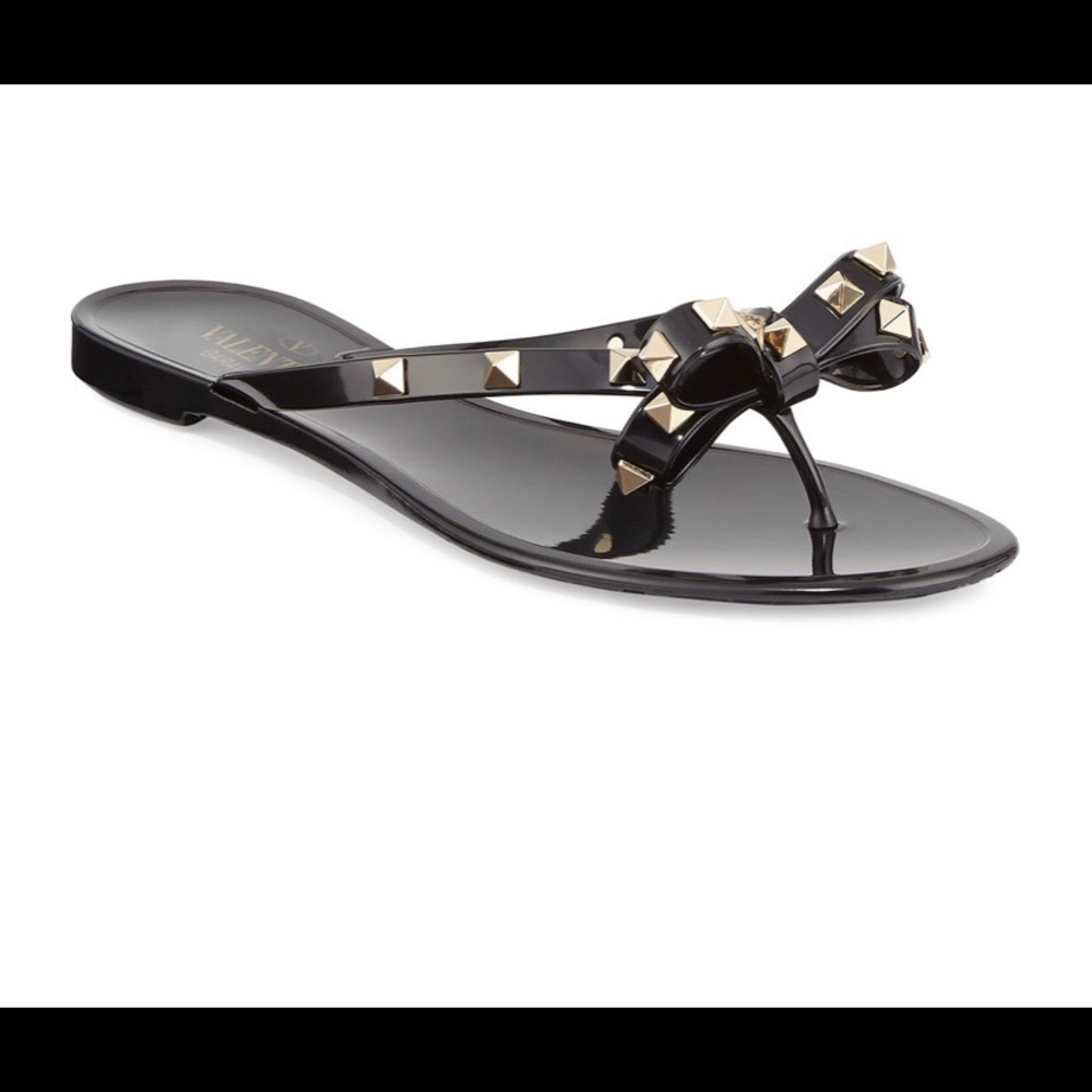 Wild Diva Valentino Rockstud PVC Flat Thong Flats